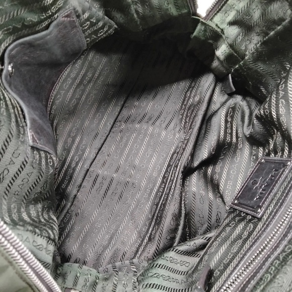 PRADA Handbag - Olive Green Nylon & Leather Trim w/ lock & key. - Picture 14 of 14